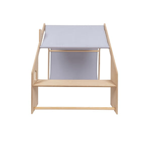 MeowBaby Houten Speelhuisje voor Kinderen Natural met blauwe luifel en natuurlijke afwerking