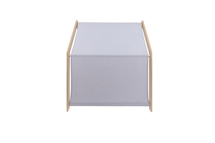 MeowBaby houten speelhuisje voor kinderen in naturel hout met blauw stoffen luifel