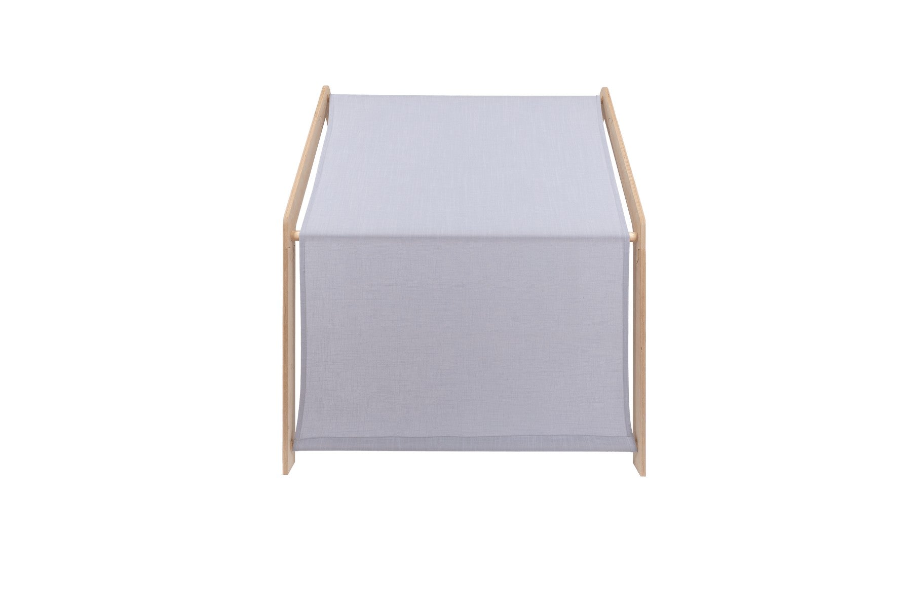 MeowBaby houten speelhuisje voor kinderen in naturel hout met blauw stoffen luifel