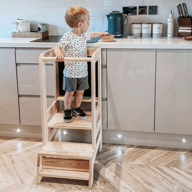 MeowBaby Houten Learning Tower met schrijfbord - Hout