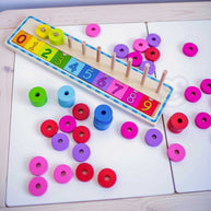 Woopie Houten Puzzel leren kleuren herkennen en tellen met kleurrijke houten ringen