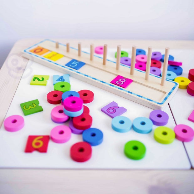 Woopie Houten Puzzel leren kleuren en tellen met gekleurde cirkels en nummers