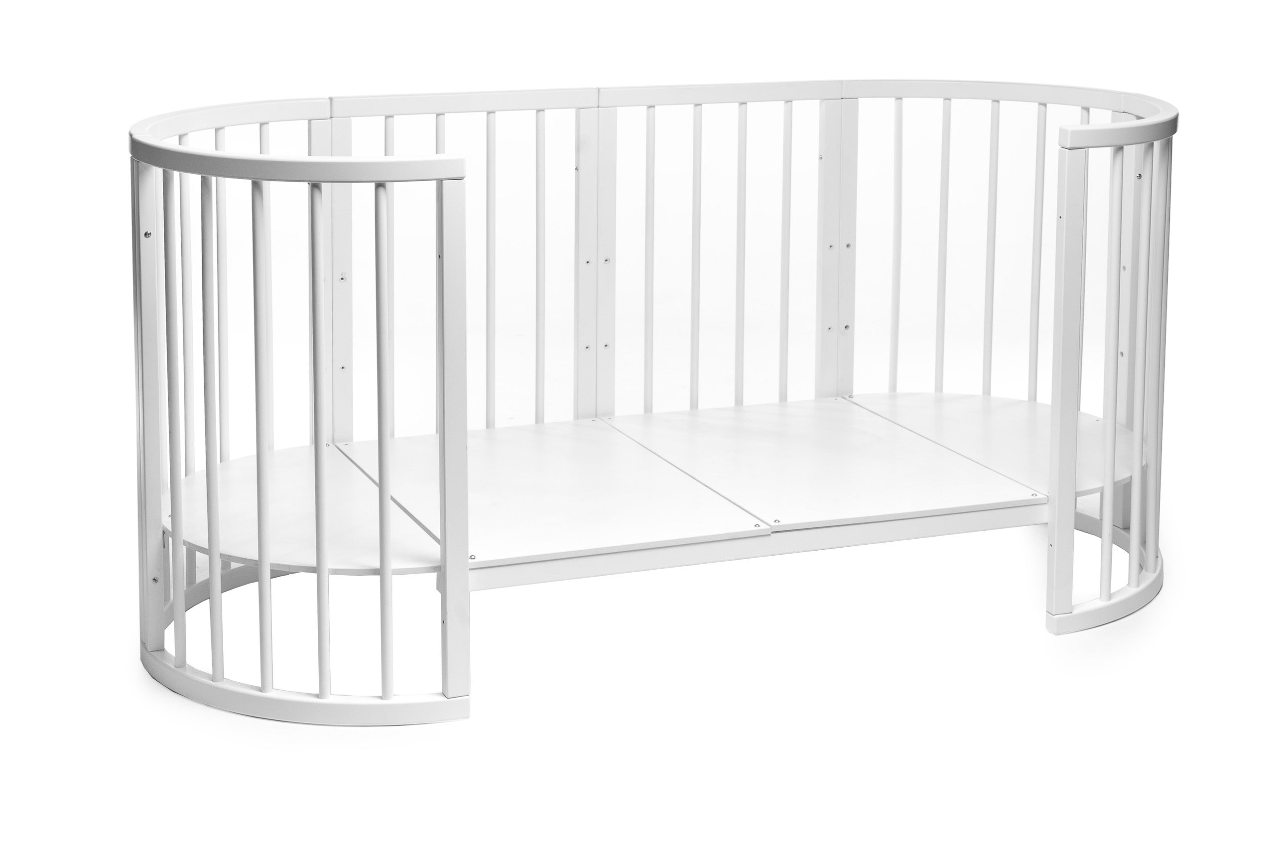 Wit rond babybed OLIN als langwerpige bank zonder matras
