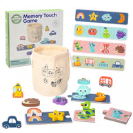 Woopie Houten Geheugen Puzzel met kleurrijke houten vormen en tactiele puzzelstukken voor kinderen.