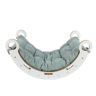 MeowBaby Houten Schommelstoel voor Kinderen wit met zacht fresh mint kussen