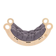 MeowBaby Houten Schommelstoel met grijs kussen, veilig en veelzijdig speelmeubel voor kinderen