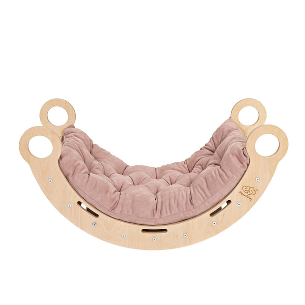 MeowBaby houten schommelstoel voor kinderen met zacht roze kussen en stevige handgrepen