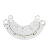 MeowBaby houten schommelstoel voor kinderen wit met zacht wit kussen, veilig en stevig