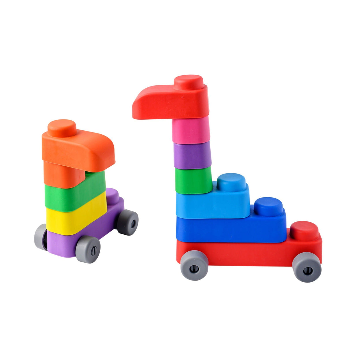 Soft Blocks Set With Wheels - 14 pcs