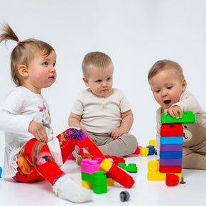 Soft Blocks Set With Wheels - 14 pcs