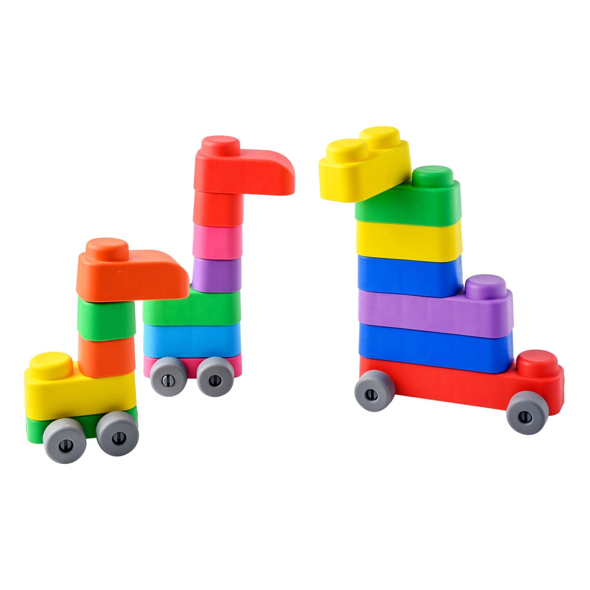 Soft Blocks Set With Wheels - 14 pcs