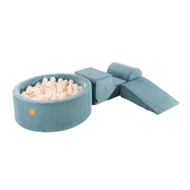 MeowBaby Speelset met Ballenbak Rib Blauw Parelmoer inclusief 200 zachte ballen