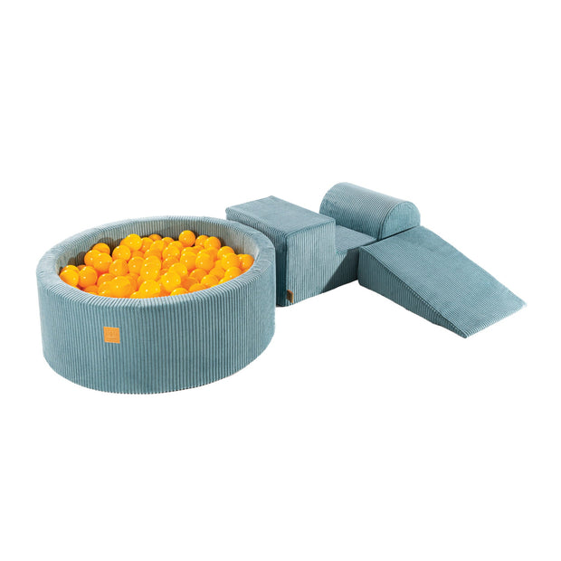 MeowBaby Speelset met Ballenbak Rib Blauw - Geel inclusief 200 ballen voor kinderen