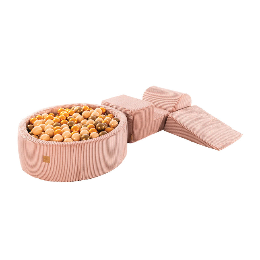 MeowBaby Speelset met Ballenbak Rib Roze met zachte blokken en 200 gekleurde ballen