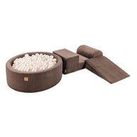 MeowBaby speelset met bruine rib stof en parelmoer ballenbak inclusief 200 ballen