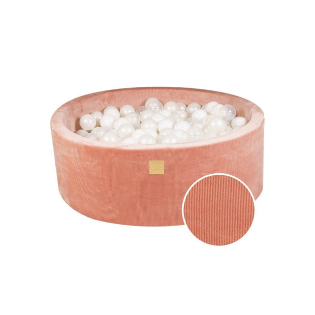 MeowBaby Ballenbak Roze Rib wit transparant met 200 ballen voor veilig speelplezier
