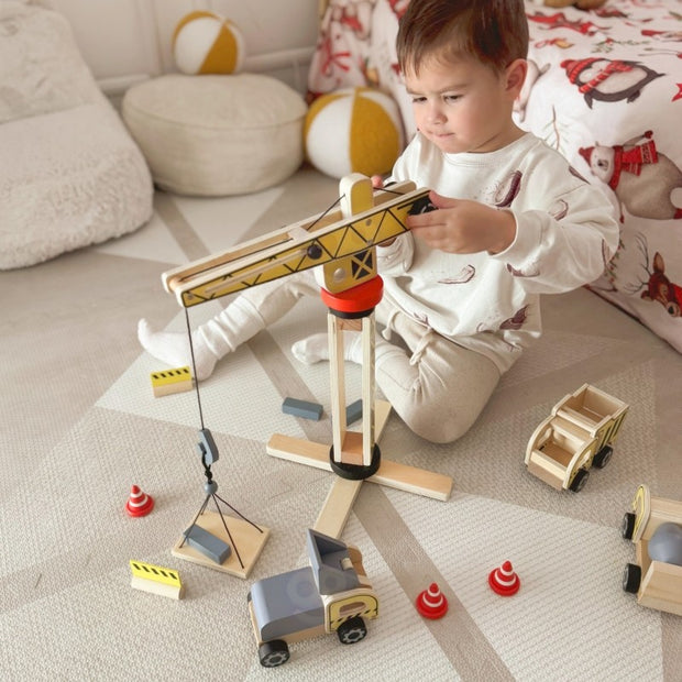 Houten Bouwplaats met Voertuigen