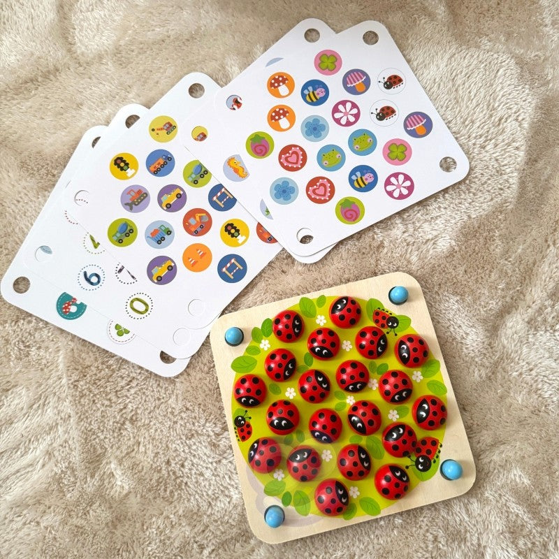 Woopie Houten Educatief Memoriepuzzel met lieveheersbeestjes en kleurrijke kaarten