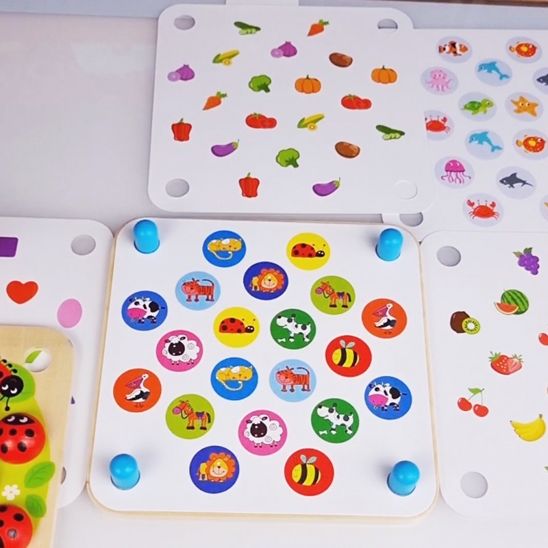 Woopie Houten Educatief Memoriepuzzel met kleurrijke kaarten en verschillende thema's voor kinderen