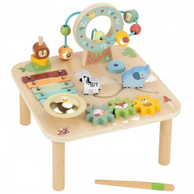 Woopie Houten Activiteitentafel met xylofoon, ballenbaan, vormenstoof en tandwielen